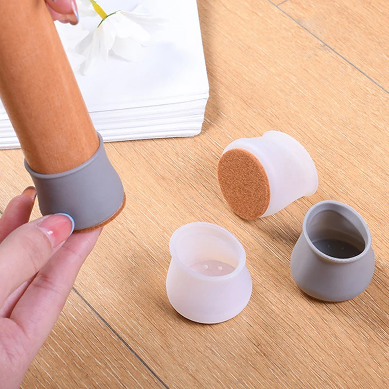 

Non-Slip Felt Foot Cover Silicone Chair Table Foot Cover Protector Furniture Feet Leg Caps 4Pcs Bottom Corner Floor Safely Pad