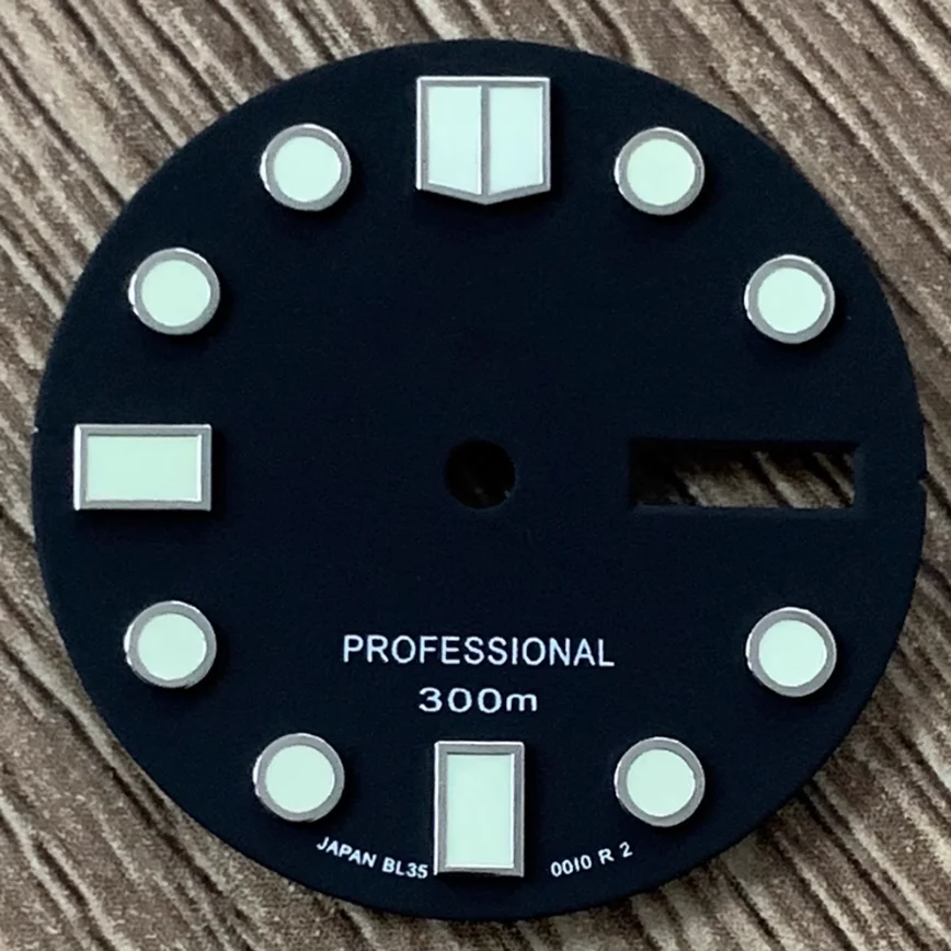 28.5MM  Vintage Black Gold Silver Nail Watch Dial Parts C3 Strong Luminous Suitable for NH35/36/4R/7S Movements