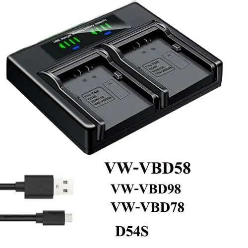 

Двойное зарядное устройство для видеокамеры Panasonic VW-VBD58 VBD78 VBD98 AG-BRD50 B23
