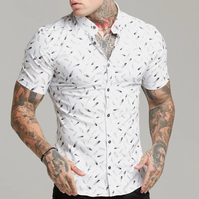 Hot Sale European American Men Clothing Letter Print Fashion Casual Shirt Single-Breasted Cardigan Short sleeves 2022 New Shirt