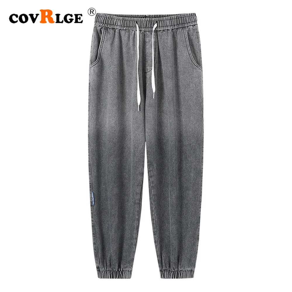 Covrlge Gradient Jeans Men Spring Summer Trend Casual Pants for Men Fit Brand Pendant Tooling Loose Long Pants Streetwear MKN007