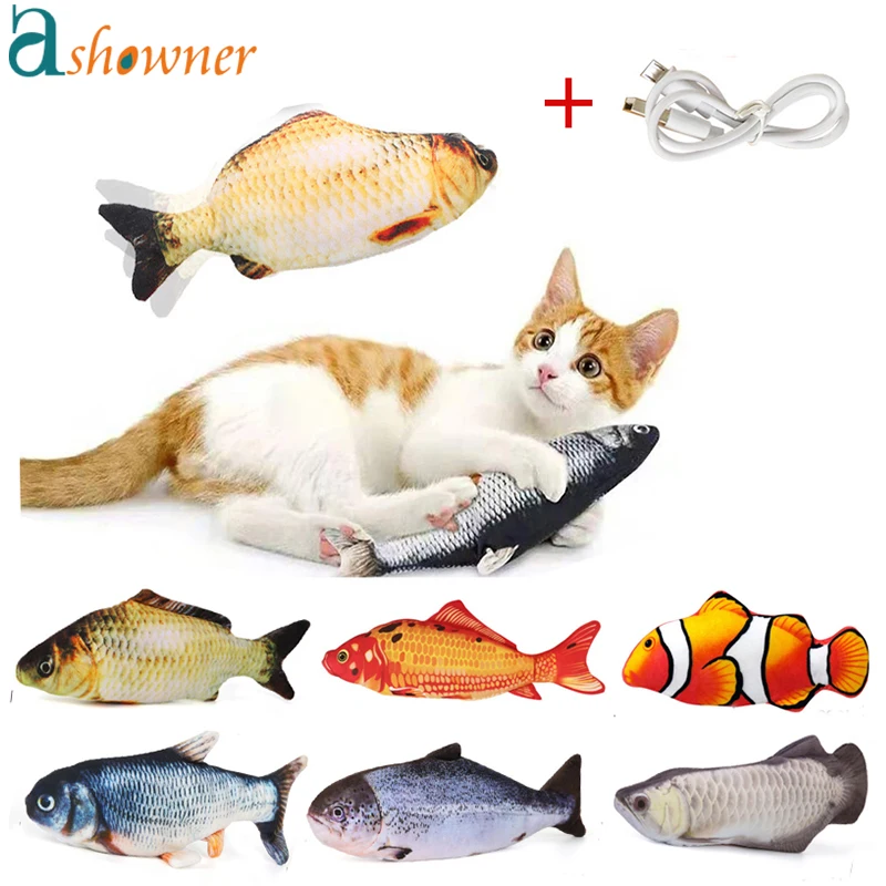 

Fish Shape Cat Toy Pet Electric USB Charging Simulation Fish Toys Dancing Wiggle Fish Funny Cat Chewing Playing Interactive Toys