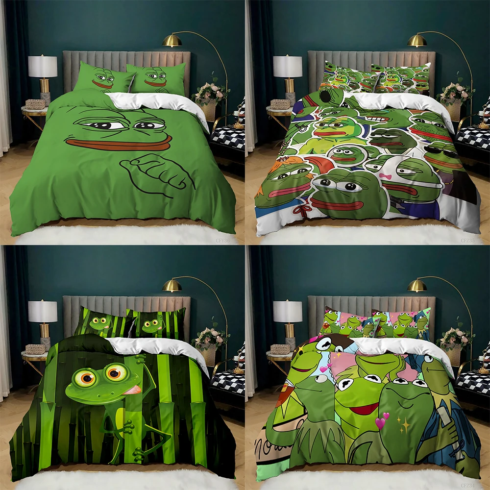 

Kids Cute Animal Bedding Set Cartoon Frogs Quilt/Comforter Cover 2/3pcs 140x210 Twin Full Size Bedclothes Bed Linen(NO Sheet)