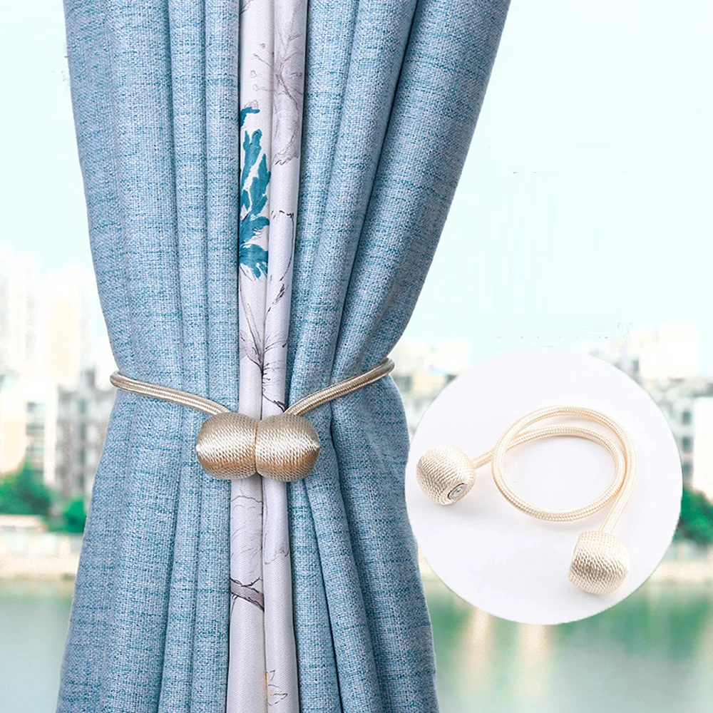 magnetic ball curtain tiebacks tie rope accessory rods accessoires backs holdbacks buckle clips hook holder home decor free global shipping
