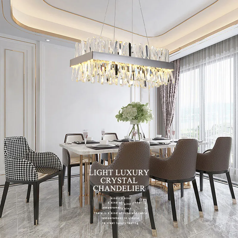 

Round chandelier for bedroom living room decoration rectangle hanging lamp for kitchen dining room chandeliers crystal led light
