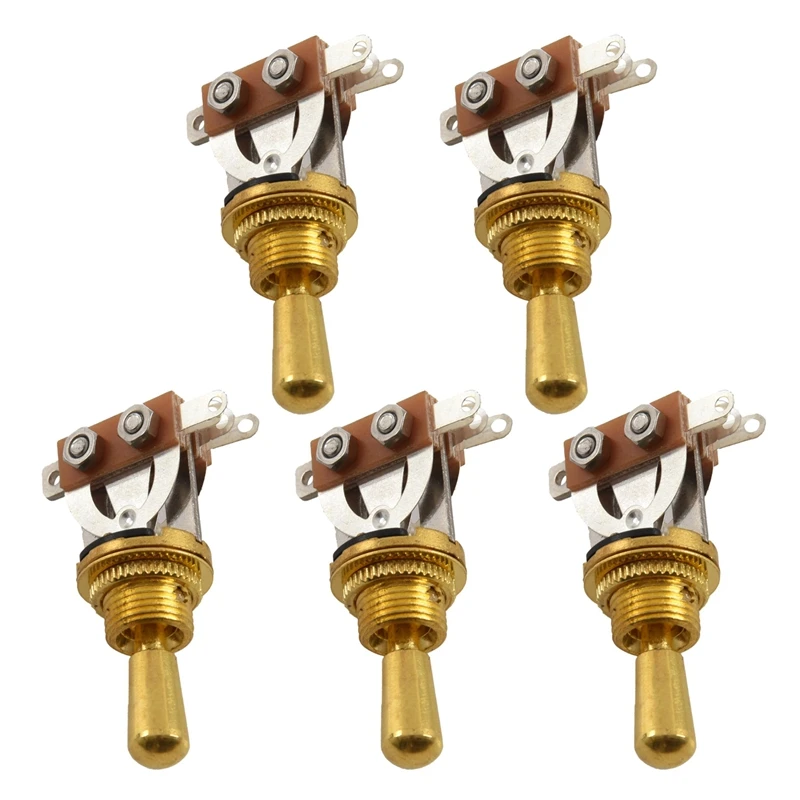 

5X Gold Electric Guitar 3 Way Toggle Switch Pickup Selector Switch With Brass Tip Knob
