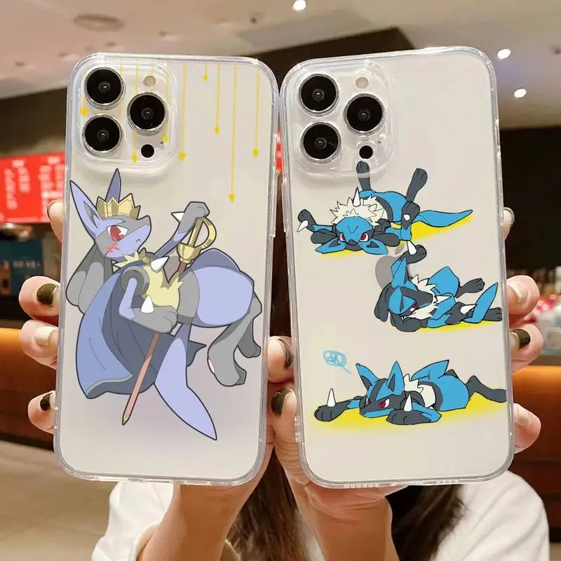 

Pokemon Lucario Toys Phone Case For iphone 14 Plus 13 12 11 Pro Max Mini X XS XR Soft Transparent Cover