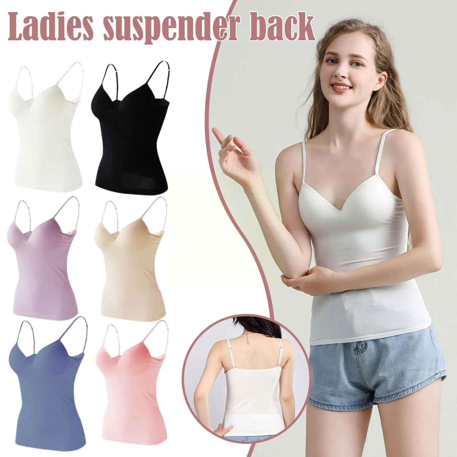 

Women's Padded Built-in Bra Camisole Casual Adjustable Women Tank Top Modal Vest Tank Tops Z0S8