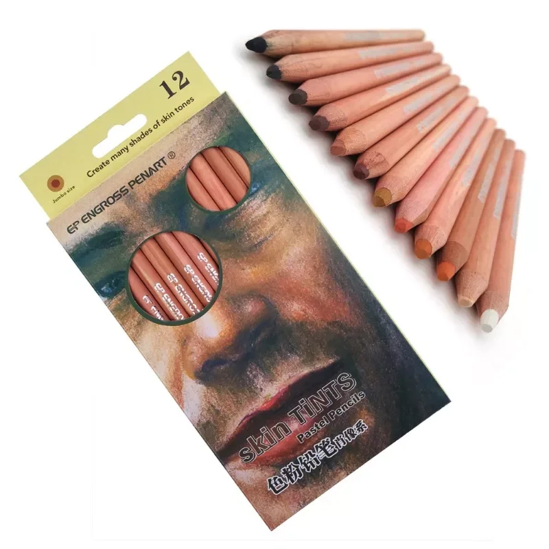 

12Pcs Professional Soft Pastel Pencils Wood Skin Tint Pastel Colored Pencil Gift Drawing School Stationery Supplies for Student