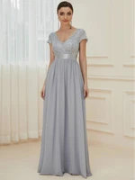 elegant evening dresses long a line short sleeve v neck chiffon sequined gown 2022 ever pretty of simple prom women dress