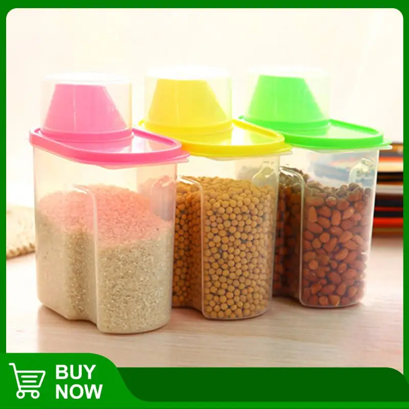 

1.9L Plastic Cereal Dispenser Storage Box Kitchen Food Grain Rice Container Nice Food Storage Tank Airtight Boxes