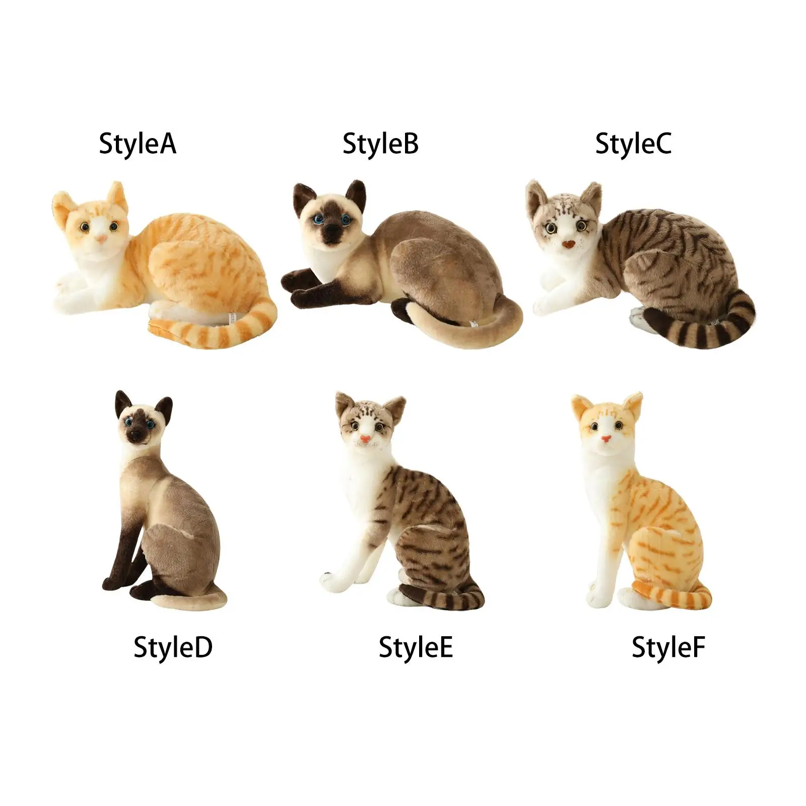 

cat plush toys skin Friendly Lifelike Doll Lovely Simulation Siamese Cats for