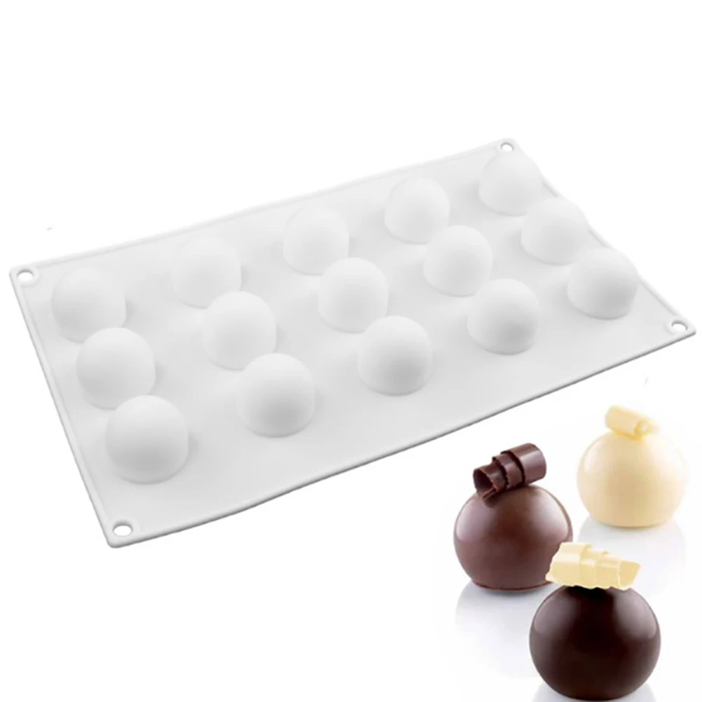 

15 cavity round mold silicone ball mousse cake mold pastry chocolate truffle 3d ball candy cupcake topper decoration tools1