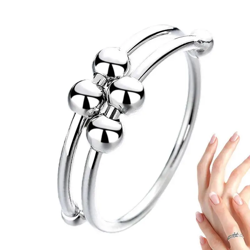 

Регулируемое кольцо, модное вращающееся кольцо с бусинами