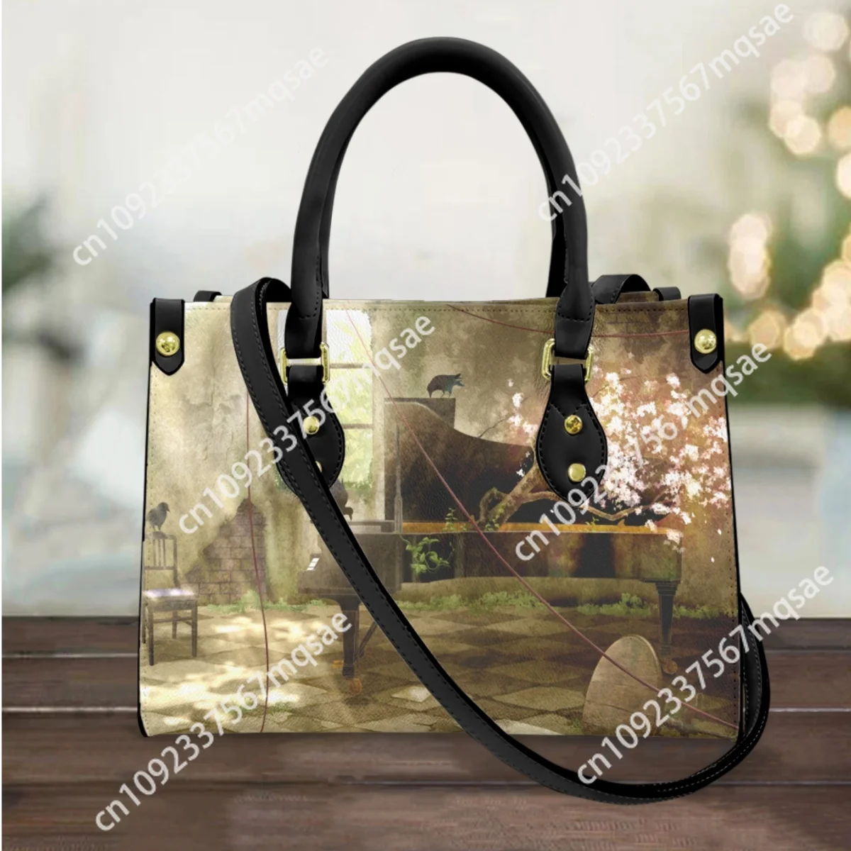 Винтажная сумка-мессенджер с узором фортепиано и верхней ручкой музыкальный