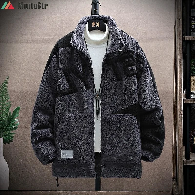 

2022 Winter Cotton Coat Lamb Wool New Men's Casual Contrast-color Winter Jacket Cashmere Thickened Cashmere Coat Hot Sale