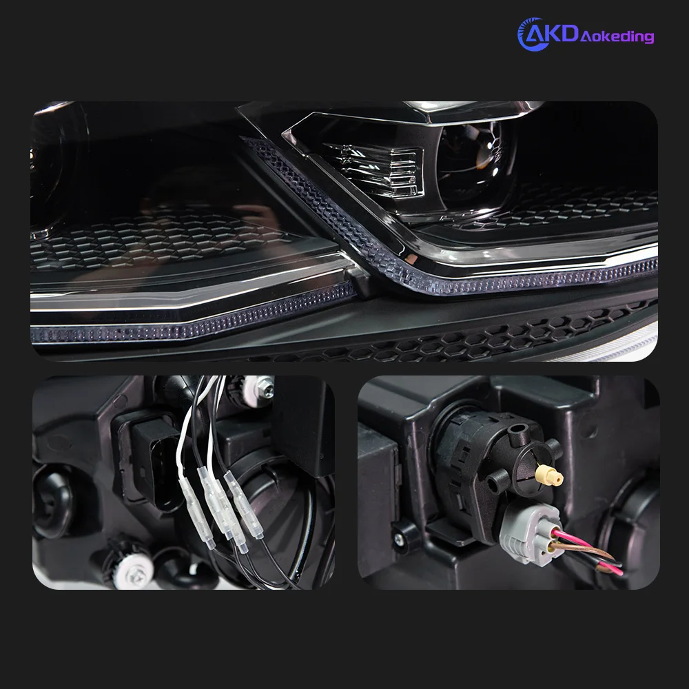 Фото Фара AKD для Golf 7 MK7 GTI, светодиодная фара 2013-2017, фары Golf 7 MK7 GTI с ДХО, указателями поворота, дальним светом и проектором Angel Eye №3
