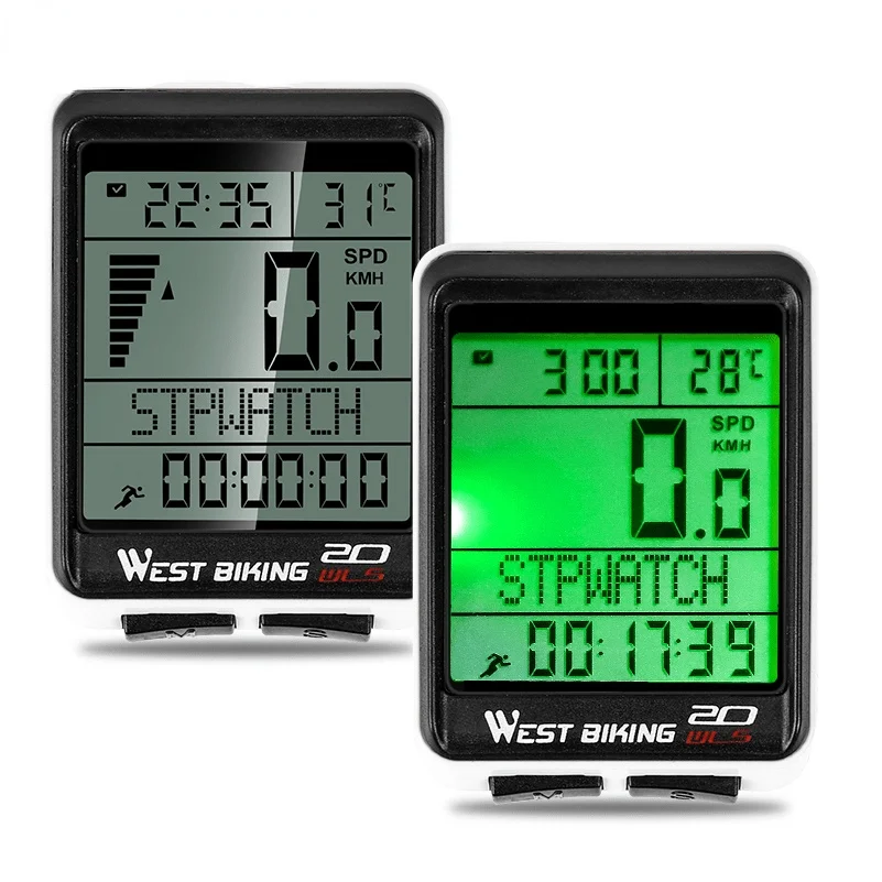 

WEST BIKING LED Waterproof Bicycle Computer Wireless 5 Language Cycling Bike Odometer Stopwatch Speedometer 2.1in Bike Computer