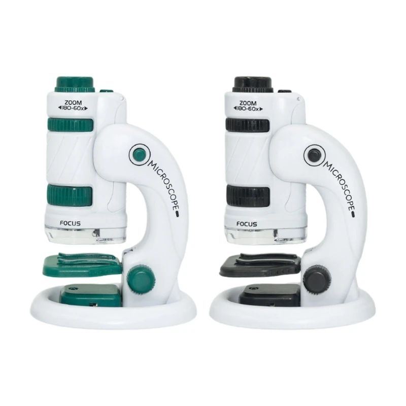 

Детский микроскоп, научные наборы для начинающих, обучающая игрушка со светодиодом 60X-180X, держатель для телефона с увеличением для мальчико...