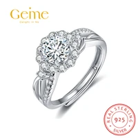 geme 925 sterling silver wedding engagement rings for women d color 1ct moissanite ring resizable silver 925 fine jewelry gift