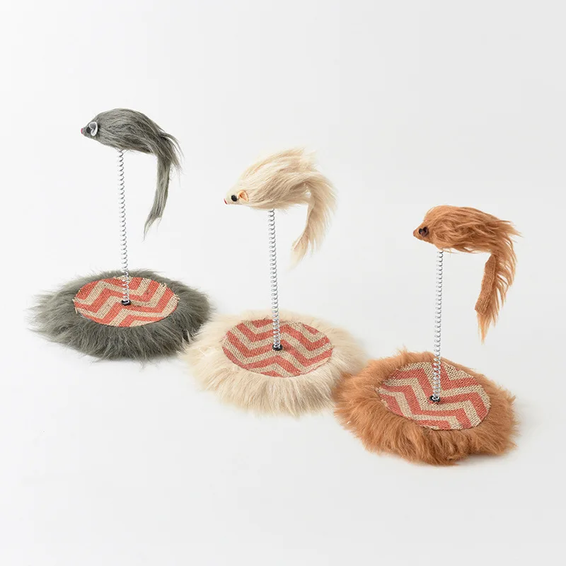 

Feather Stick Spring Toy Wooden Base Mouse Cat Interactive Pet Tool Elastic Scratcher Mice Teaser Entertainment Cat Kitten Toys