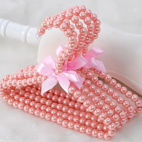 

5/10pcs Baby Clothes Hanger Pearl Bow Rack Dog Hanger Plastic Pearl Bead Clothes Hangers Pet Cat Clothing Kid Hangers Organizer