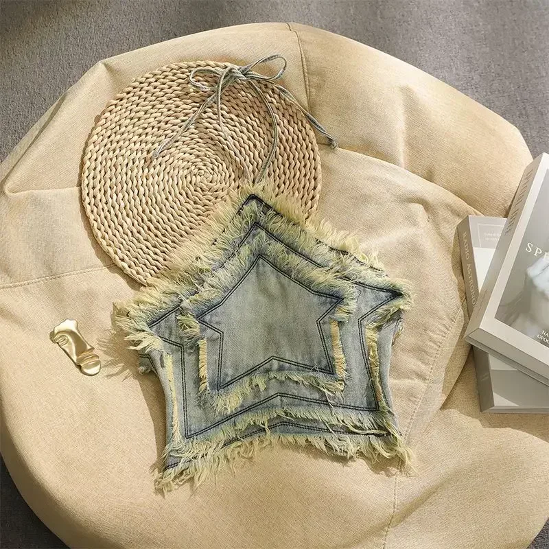 CINESSD Французский шикарный дизайн Sense Niche Dopamine Сексуальная джинсовая майка Женский