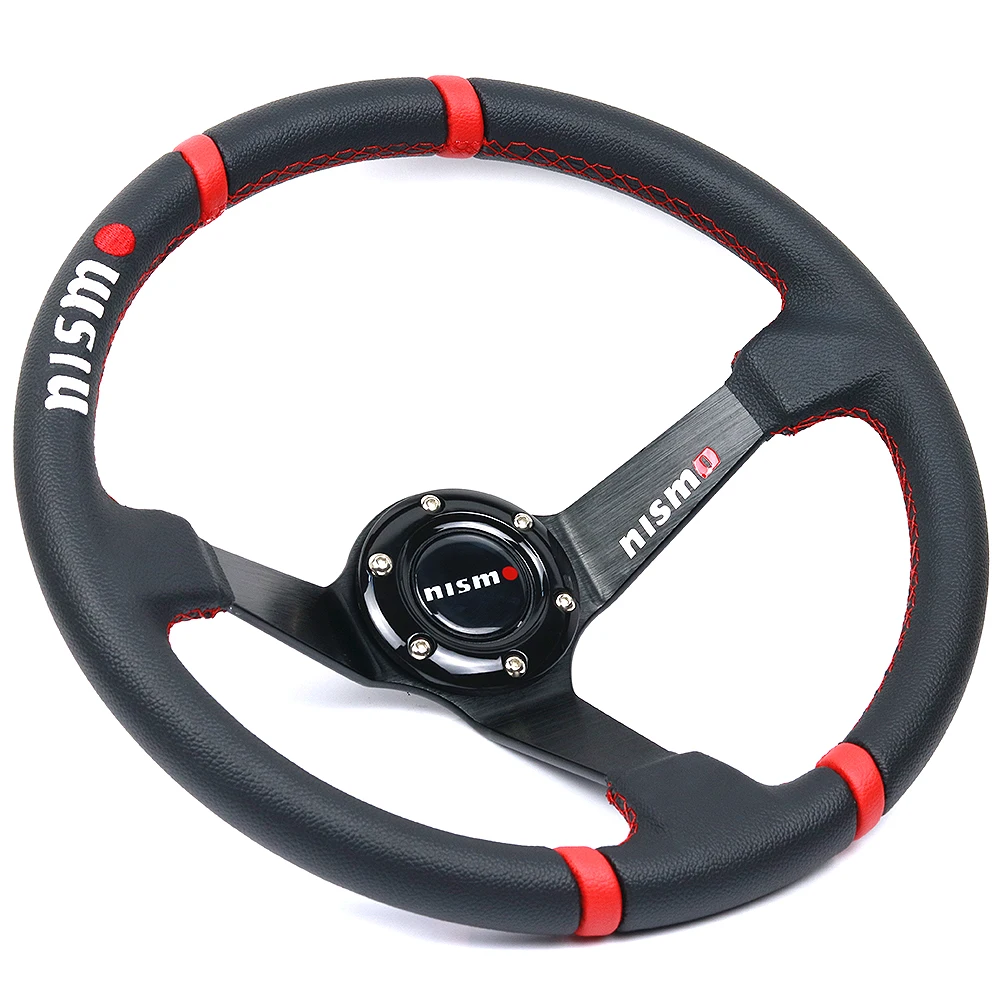 

Nismo 350mm/14inch Aluminum Frame Black pvc Leather Deep Dish Steering Wheel