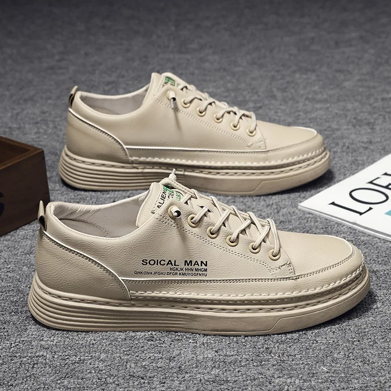 Кроссовки мужские из натуральной кожи Вулканизированная подошва теннисные