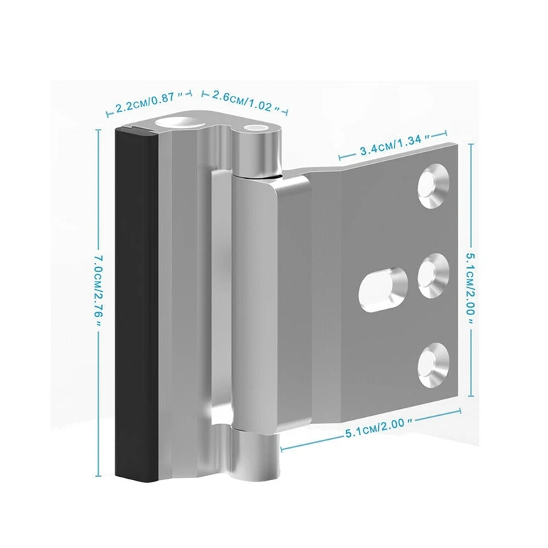 

Hot 3Pcs Upgraded Security Home Door Reinforcement Lock Withstand 800 Lbs - Silver