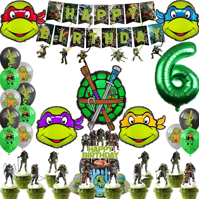 

Animation Mutant Ninja Turtles Birthday Decoration Party Supplies Turtle Balloon Banner Backdrop Cake Topper Baby Shower