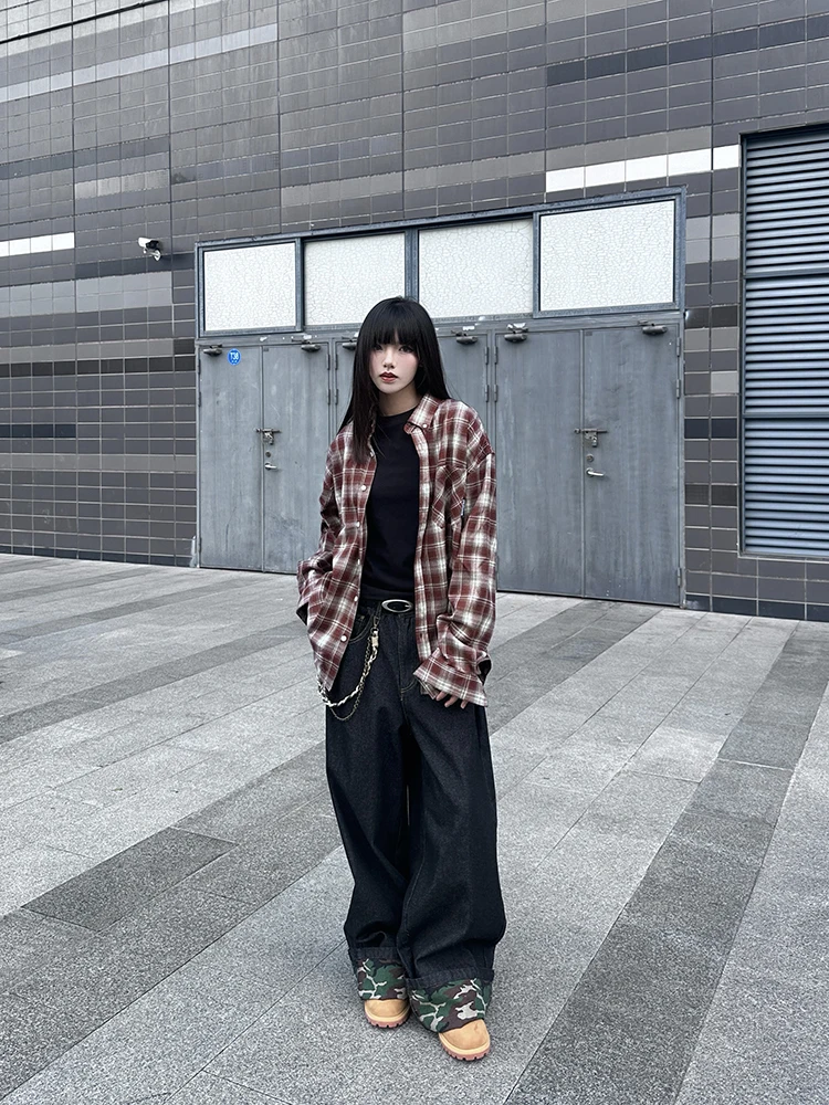 Urkr Heavy Lazy Relaxed Feeling клетчатые рубашки мужские и женские весенне-осенние тонкие