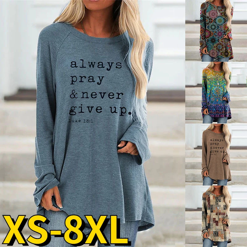 

Women's Elegance T-Shirt Letter Printing Tops Autumn Daily Casual Round Collar Regular T-Shirt Fashion Sleeve Long Sleeve Tee