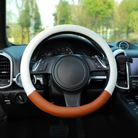leather cotton linen car steering wheel cover 38cm car handle car steering wheel cover for women summer car interior accessories