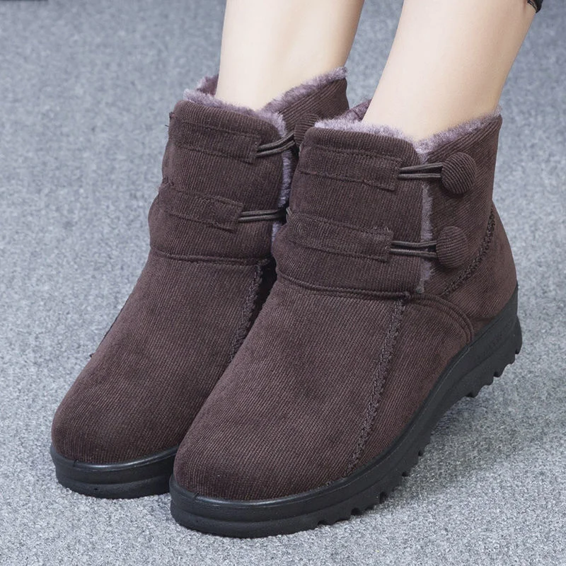 

Winter Women's Shoes Cloth Shoes Cotton Plush Thickened Snow Boots Anti-skid Wear-resistant Shoes Solid Color Sapatos Femininos
