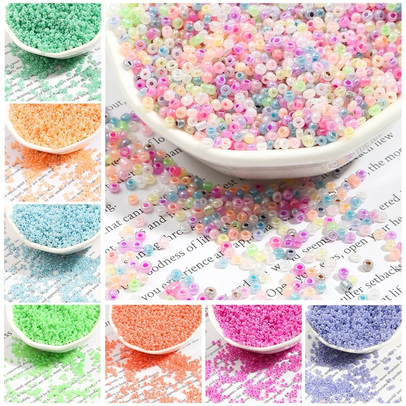 

15g 2mm/3mm Czech Straight Hole Glass Beads Cream Rice Pearl Bracelet Necklace Making Material Jewelry Earring Accessories