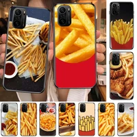 dessert french fries burger phone case for xiaomi redmi poco f1 f2 f3 x3 pro m3 9c 10t lite nfc black cover silicone back prett