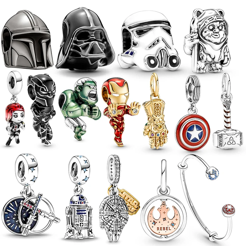 

Новый Шарм Marvel Мстители joyas plata de ley 925 autentica бисер Подходит для Pandora 925 оригинальный браслет ювелирные изделия Звездные войны