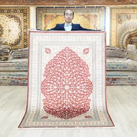 122x183cm Traditional Persian Carpet Red Vantage Antique Oriental Silk Rug (HF283B)