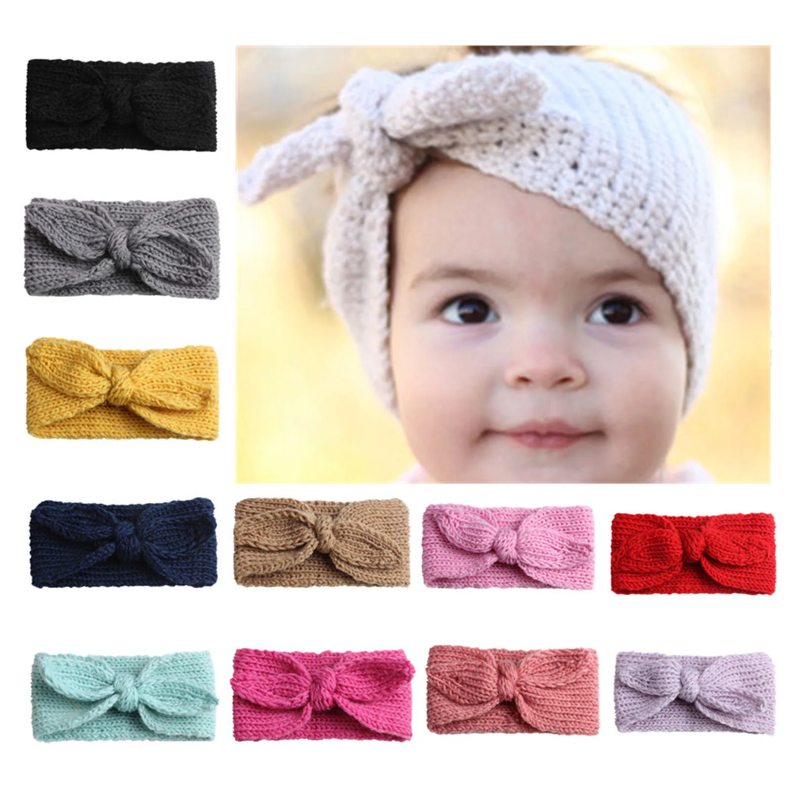 

Baby Girl Headband Soft Elastic Rabbit Ears Headbands Cute Baby Head Band Hair Bands For Newborns Bowknot Baby Hair Accessories