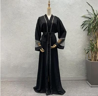 muslim black abaya islamic clothing for women beading rhinestone batwing sleeve dubai kaftan robe dress turkish abaya