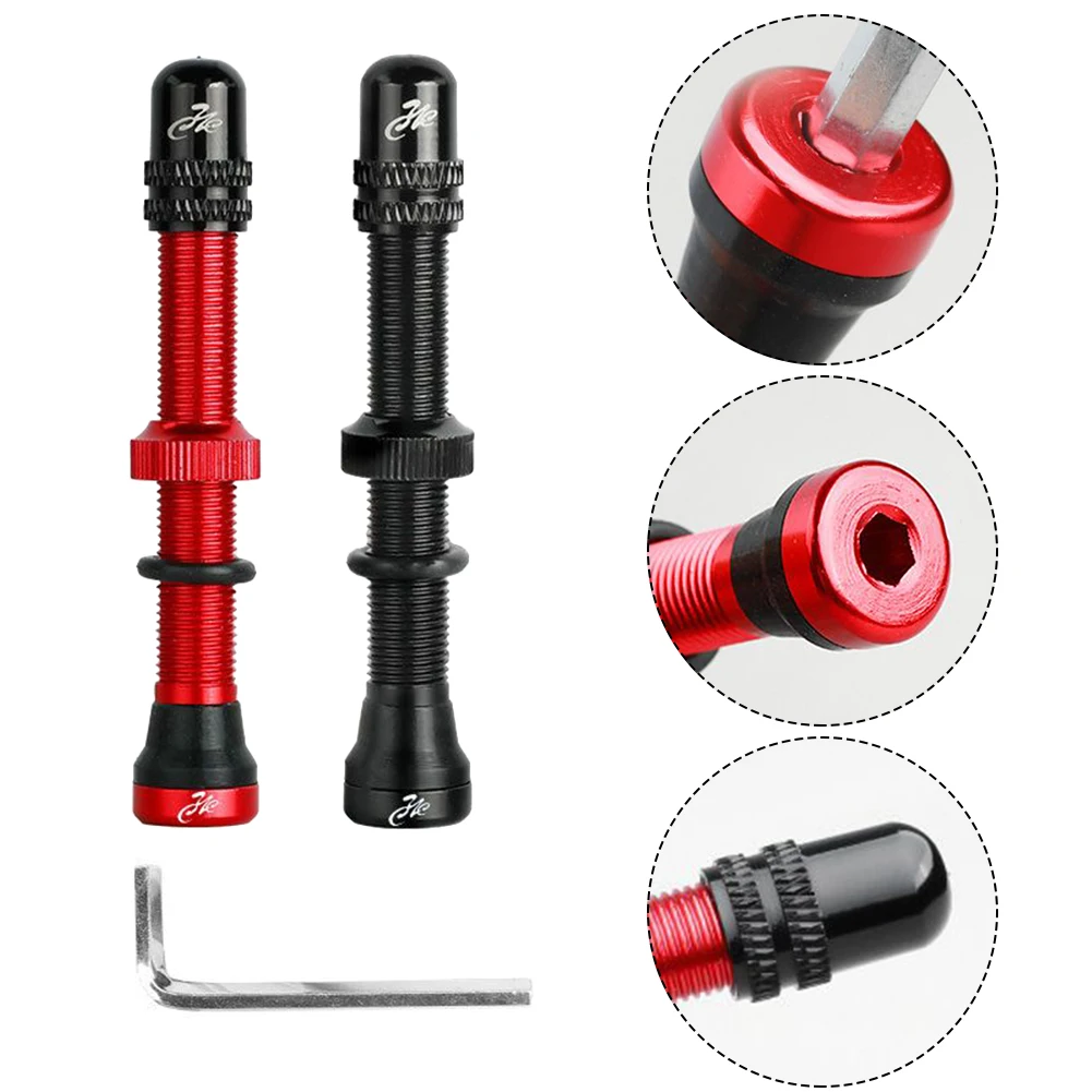 

1 Pair MTB Bicycle Tubeless Tire Valve Stem 60mm Spare Core Tool Aluminum Alloy Valves Bike Accessories Cycling Parts