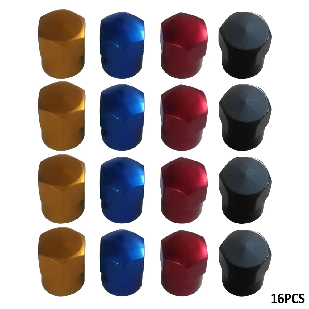 

16pcs Screw On Easy Install Solid Aluminum Alloy Car Accessory Universal Motorcycle Durable Dust Cover Valve Stem Cap Mini