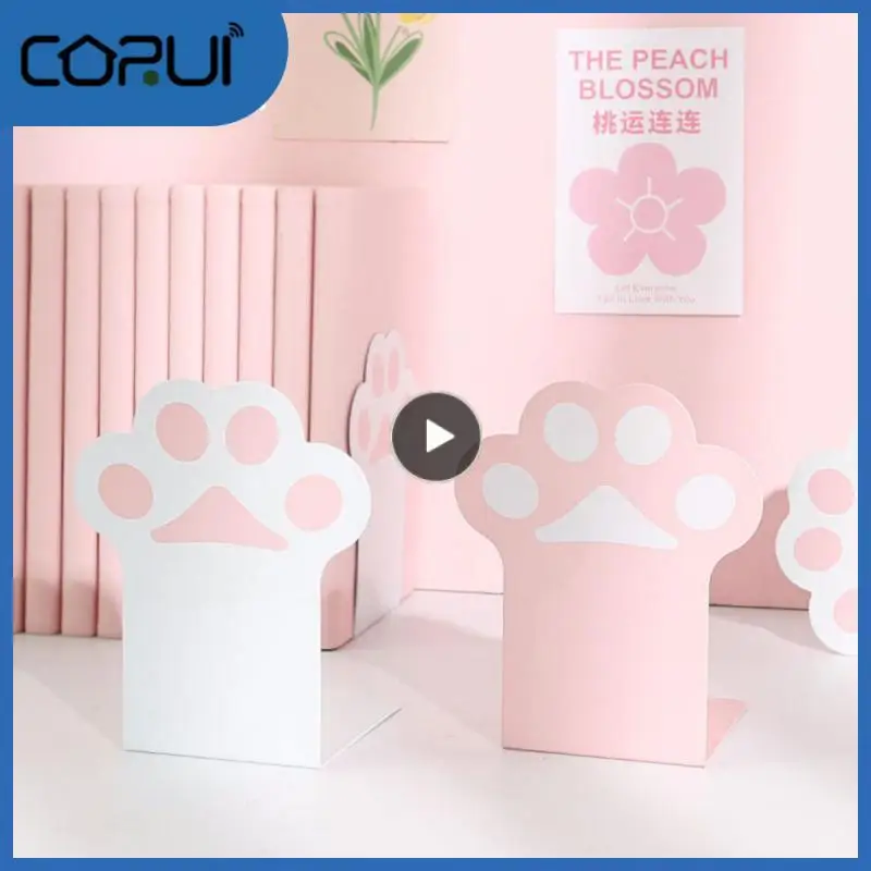 

Durable Baffle Cat Paw Bookcase Book Stand Book Support Desktop Supplies School Supplies Metal Bookshelf Cartoon Multifunction
