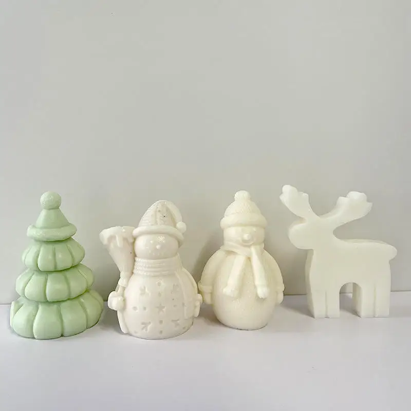 

Christmas Decoration DIY Christmas Tree Silicone Candle Mold 3D snowman Santa Claus Silicone Soap Candle Mold