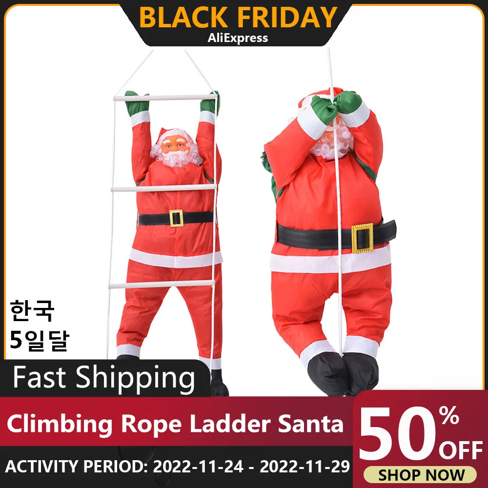 

60CM Christmas Decorations Climbing Rope Ladder Santa Claus And Parachute Santa Claus Doll Christmas Tree Pendant New Year Gifts