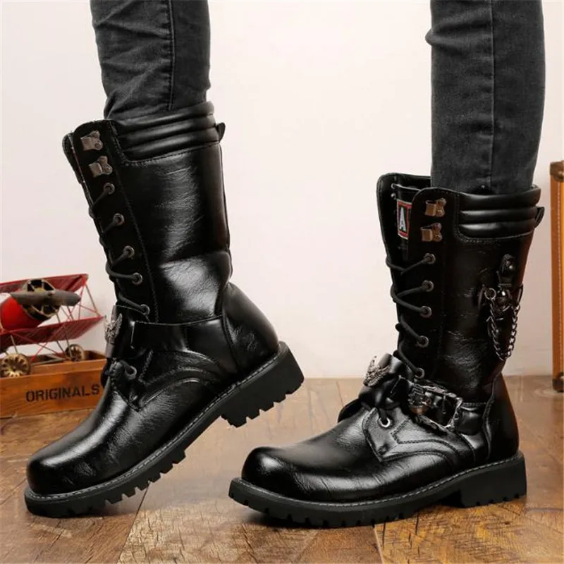 Ботинки мужские кожаные с заклепками в готическом стиле | Обувь