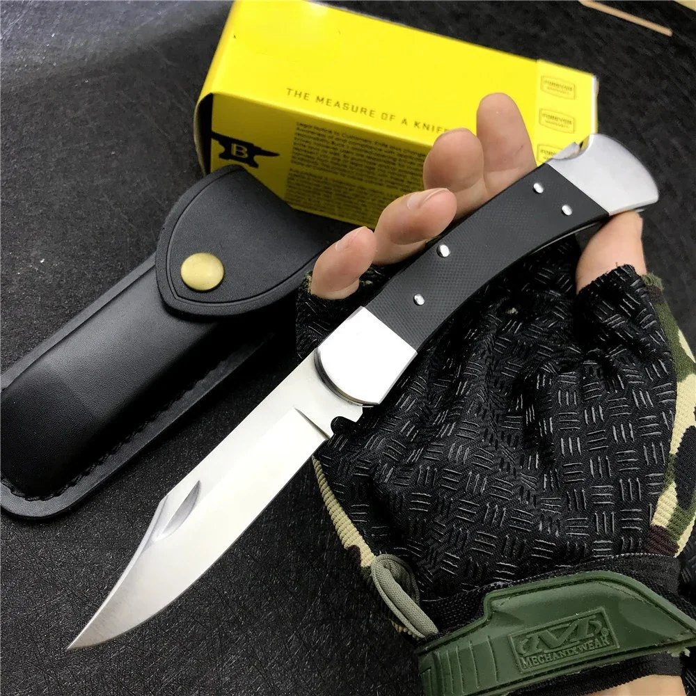 

Bk 110 Tactical Folding Knife S30V Blade G10/Wooden Handle Edc Wild Survival Camping Hunting Outdoor Pocket Knife Leather sheath