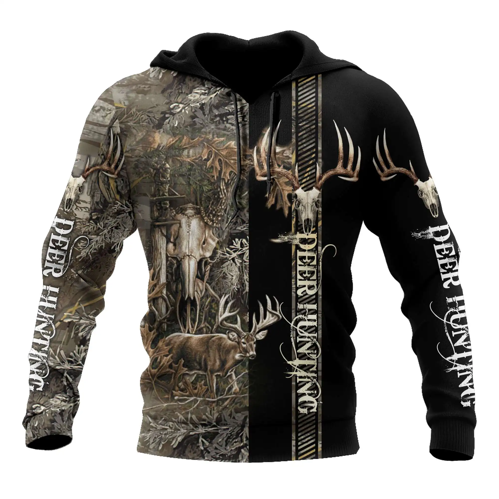 

New Maple Leaf Camouflage 3D Hoodie Men's Women's Outdoor Deer Pattern Camping Hunting Unisex Hooded Jacket Top/zipper 47