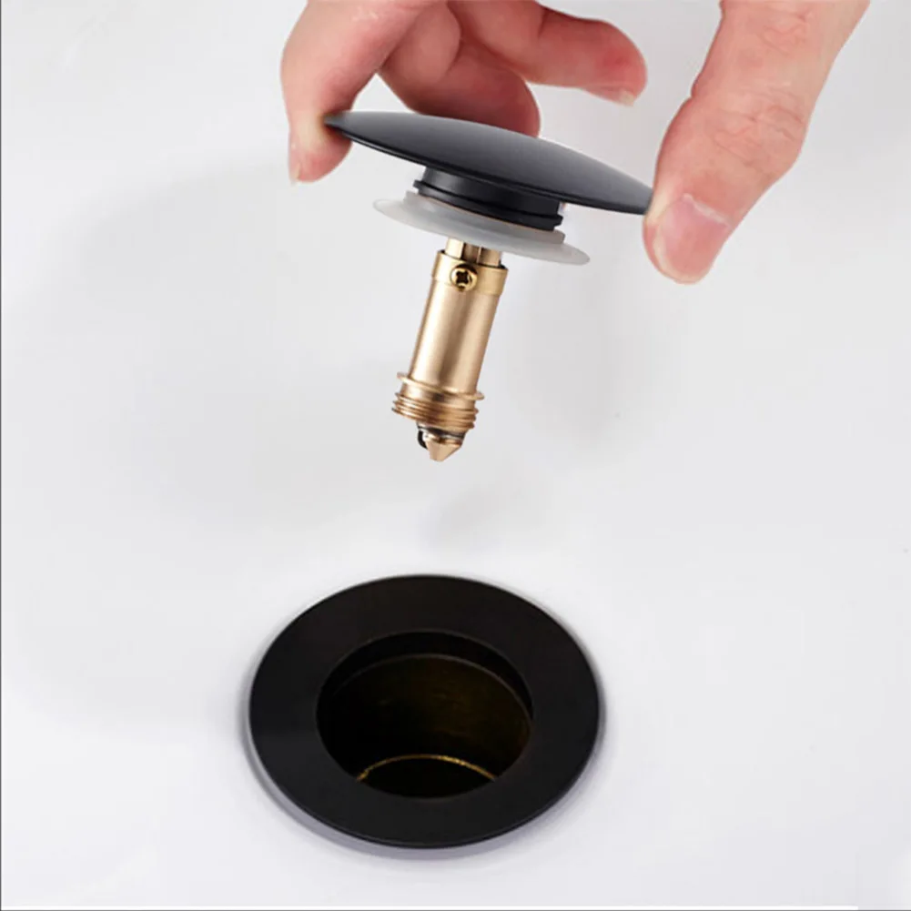 

Matte Black Brass Sink Drain Cover Bathroom Kitchen Pop Up 66mm Top Renovation Washbasin Filter Lid In Bathtub Drain Stopper